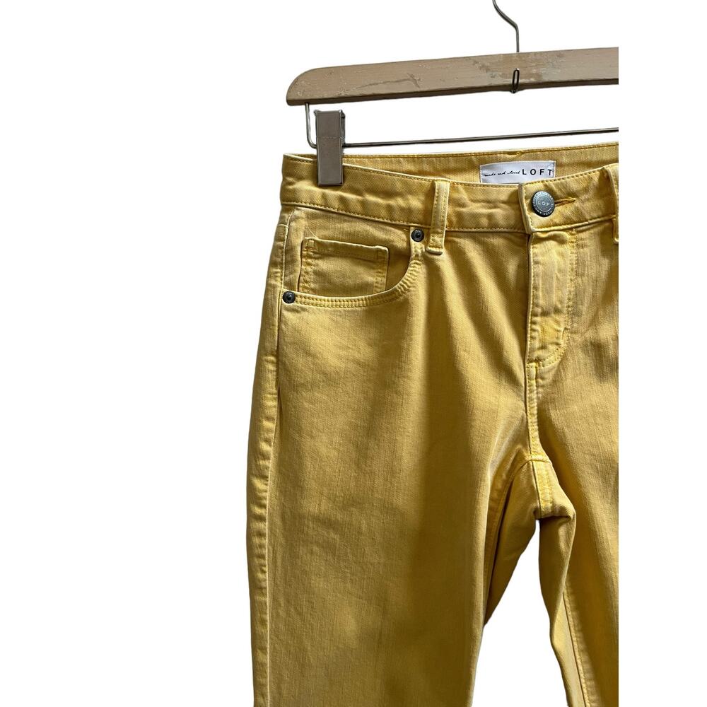 Loft Size 25 Yellow Weather Look Curvy Skinny Raw Hem Crop Jean 26 Inch Inseam - Picture 5 of 12